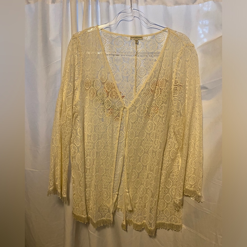 Earthbound Trading Lace Kimono Cardigan Coverup Boho NWOT
